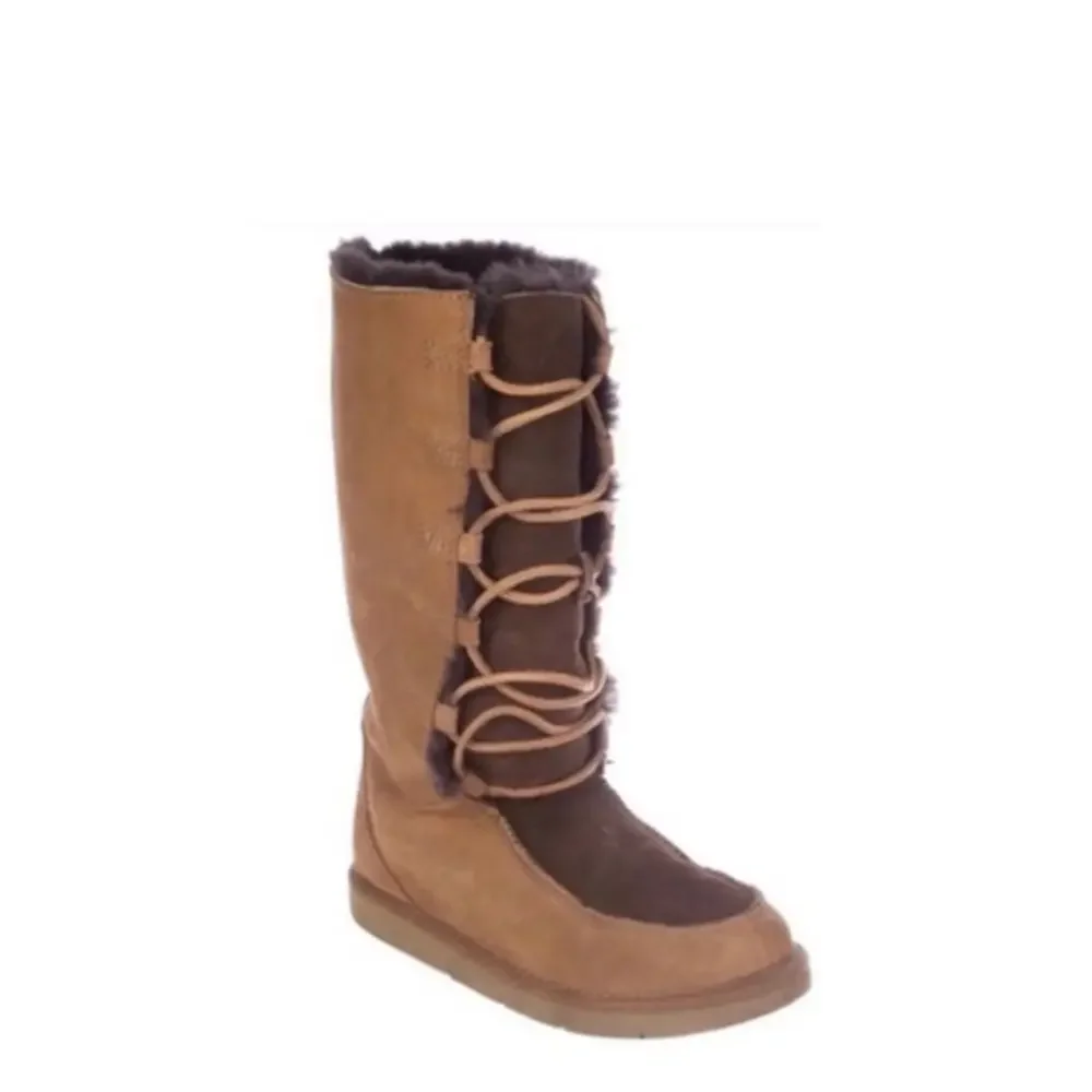 UGG Whitley Suede‎ Tan Brown Lace Up Winter Snow Boots Size 6